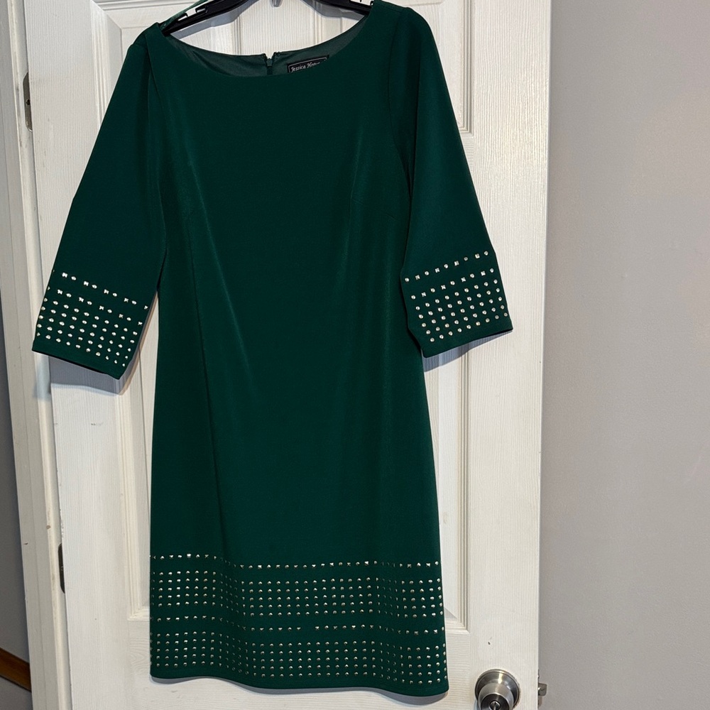 Jessica Howard Green Midi Dress with Studded Accents